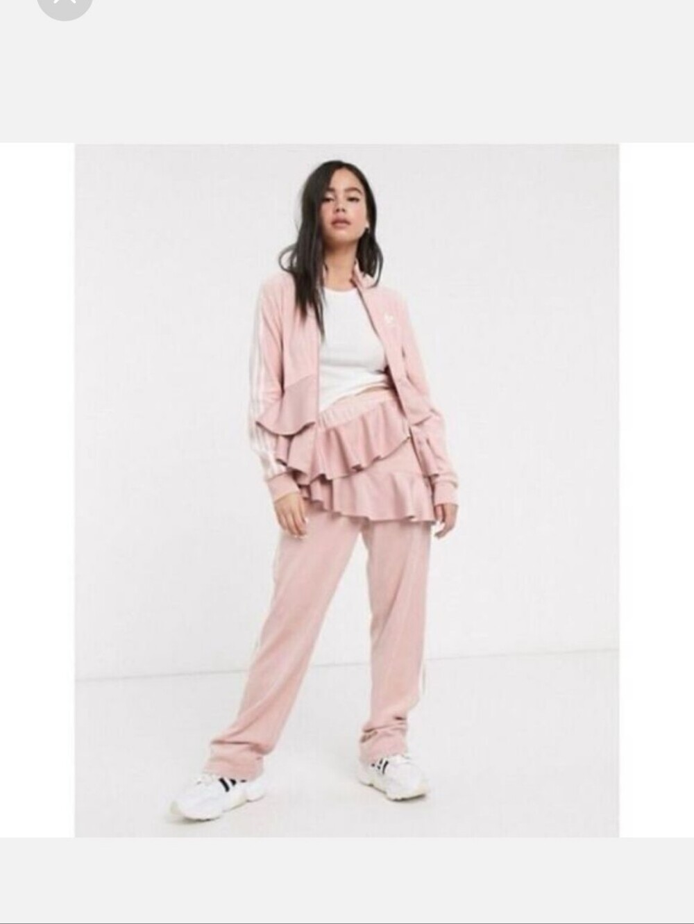 adidas Originals x J KOO Velour Trefoil Ruffle Track Pants Size‎ M pink